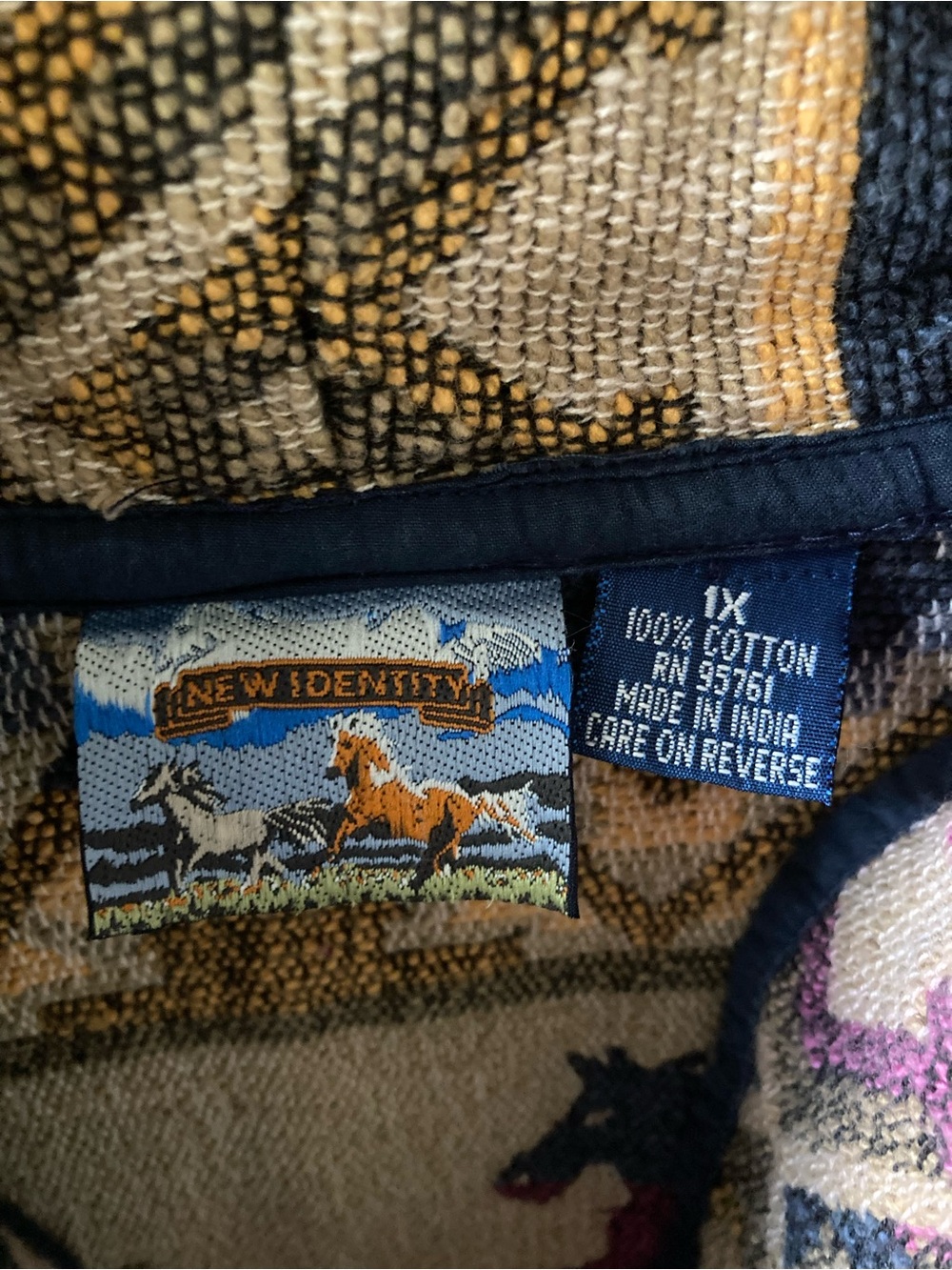 Rare Vintage Cropped New Identity Horse Tapestry Jacket 1X - Picture 7 of 14